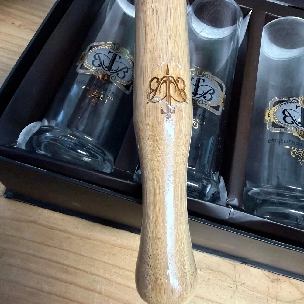 Tommy Bahama Mojito Collection Set‎ 4 Glasses and Bamboo Muddler Barware Boxed